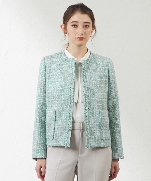 美品　AMACA レディースジャケット AMACA ジャケット ノーカラージャケット 「Anniversary piece