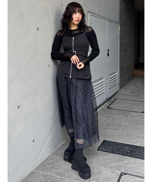 MURUA 美品美脚　ソックススニーカーブーツ　厚底　BLACK 今期 MURUA ブーツ スニーカーソールソックスブーツ レディース