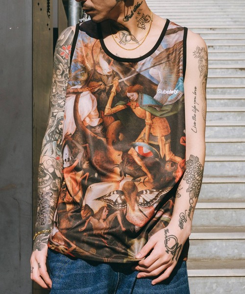 Subciety（サブサエティ） タンクトップ Patterned tank top メンズ