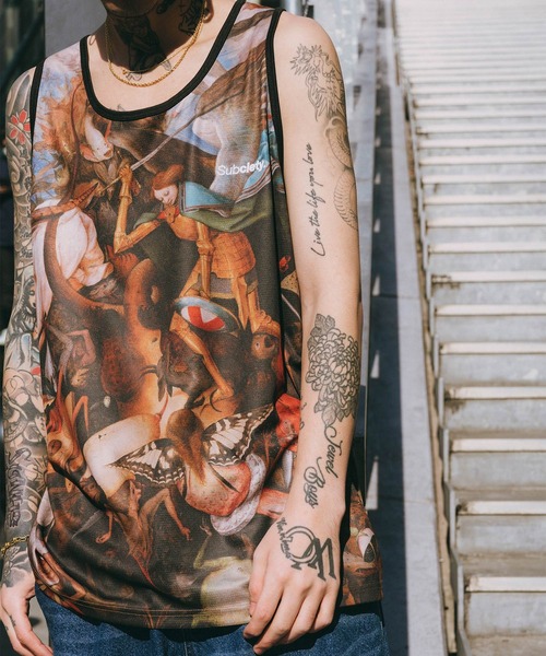 Subciety（サブサエティ） タンクトップ Patterned tank top メンズ