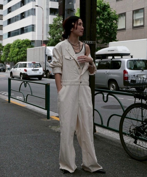 ETRÉ TOKYO カットオフネックデニムオールインワン Ｓ カットオフネックデニムオールインワン(S OFF WHITE