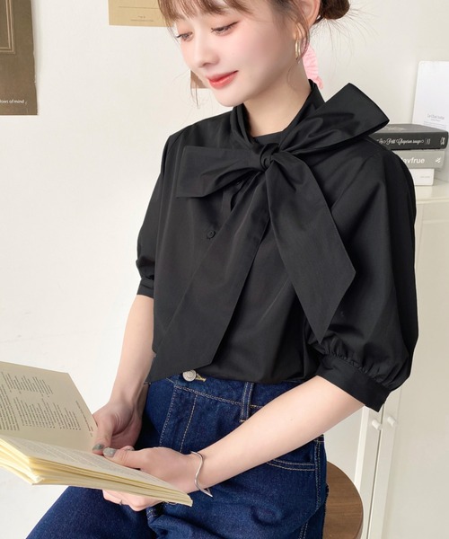 moment+ ブラウス シャツ TCブロードボリュームスリーブアレンジ