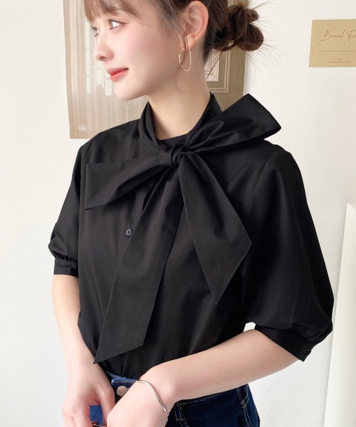 moment+ ブラウス シャツ TCブロードボリュームスリーブアレンジ