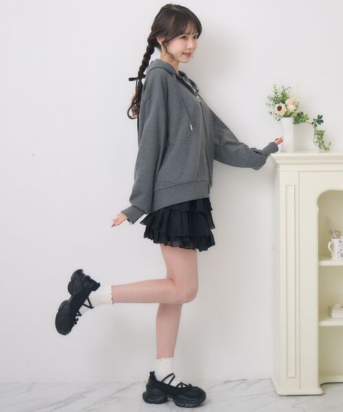 m♡ページ Emsexcite（エムズエキサイト） tシャツ 裏毛BIGパーカー レディース