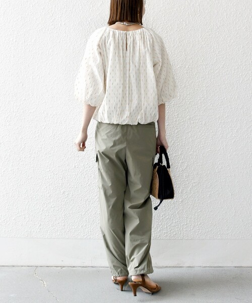 SHIPS for women / シップスウィメン SHIPS any:〈洗濯機可能〉ラメ ドビー ギャザー パフ スリーブ ブラウス SHIPS any:〈洗濯機可能〉ラメ ドビー ギャザー パフ スリーブ