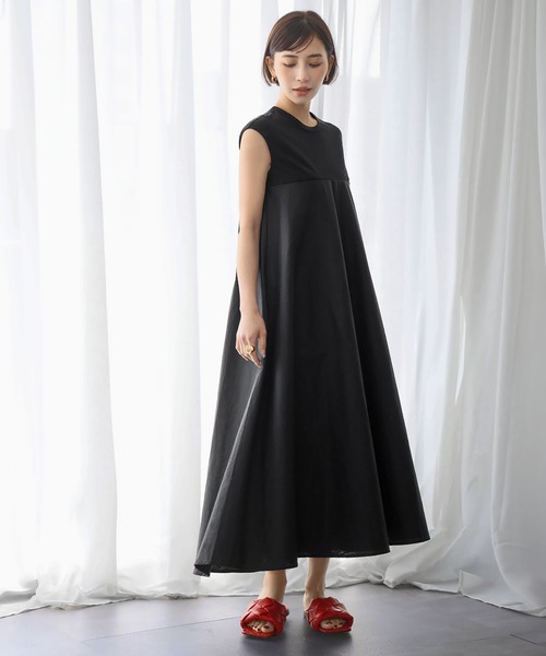 ELFRANK ワンピース 「2025SS」異素材ドッキングノースリーブ