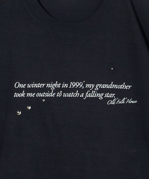 OLD FOLK HOUSE ネイビー Tシャツ サイズ0 OLD FOLK HOUSE tシャツ 「OLD HOUSE」 スタッズ Tシャツ メンズ