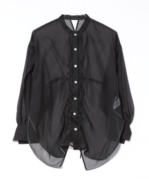 ブラウス シャツ 「Lallia Mu」フロントシャーリングシアーシャツ レディース