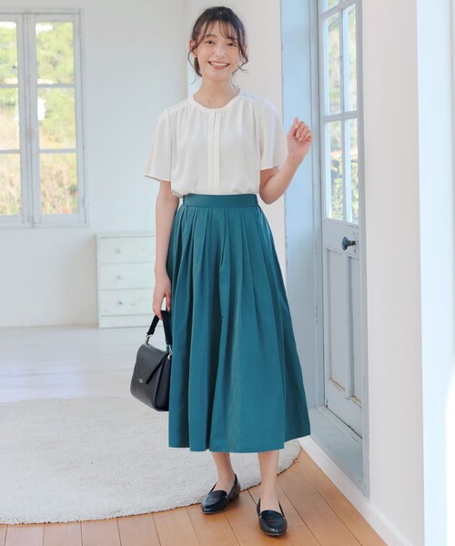 ブラウス シャツ 「2WAY・接触冷感」ノーカラーブラウス レディース Tiaclasse ブラウス シャツ 「2WAY・接触冷感」ノーカラー