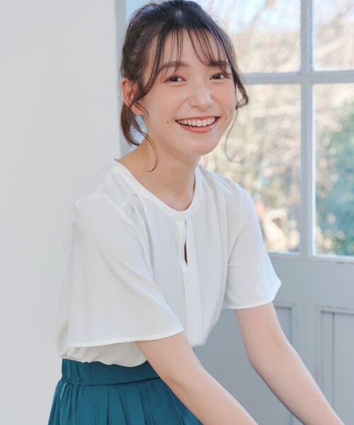 ブラウス シャツ 「2WAY・接触冷感」ノーカラーブラウス レディース Tiaclasse ブラウス シャツ 「2WAY・接触冷感」ノーカラー