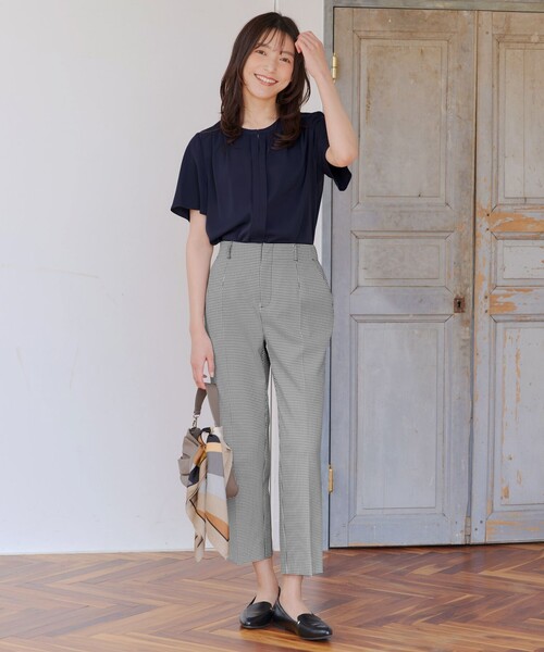 ブラウス シャツ 「2WAY・接触冷感」ノーカラーブラウス レディース Tiaclasse ブラウス シャツ 「2WAY・接触冷感」ノーカラー