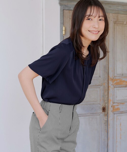 Tiaclasse ブラウス シャツ 「2WAY・接触冷感」ノーカラー
