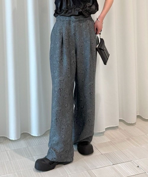 Ameri（アメリ） ワイドパンツ パンツ MEDI LILY JACQUARD STRAIGHT
