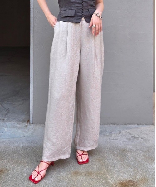 Ameri（アメリ） ワイドパンツ パンツ MEDI LILY JACQUARD STRAIGHT