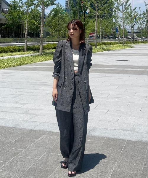 Ameri（アメリ） ワイドパンツ パンツ MEDI LILY JACQUARD STRAIGHT