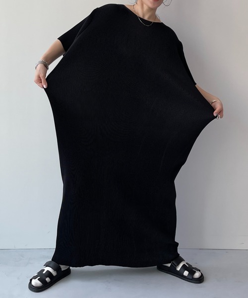 ワンピース steve wee9s ワンピース daily super stretch crew neck pleats one