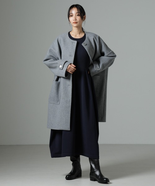 NANO universe（ナノ・ユニバース） ノーカラーコート FREE グレー