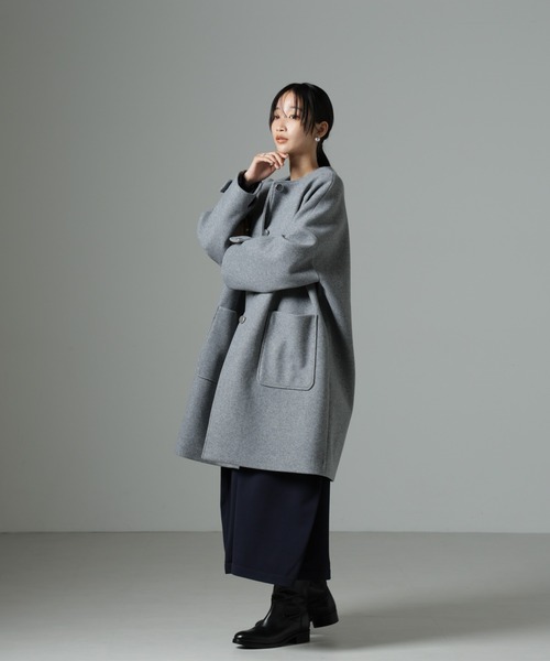 NANO universe（ナノ・ユニバース） ノーカラーコート FREE グレー