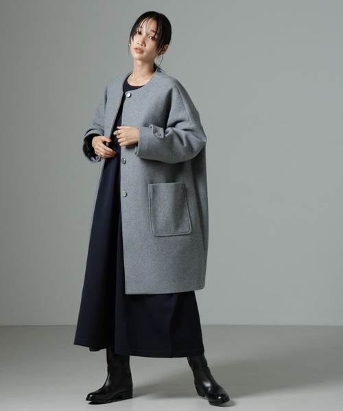 NANO universe（ナノ・ユニバース） ノーカラーコート FREE グレー