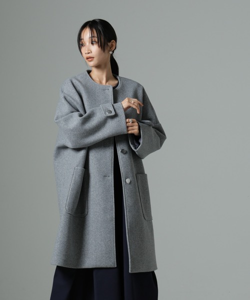 NANO universe（ナノ・ユニバース） ノーカラーコート FREE グレー