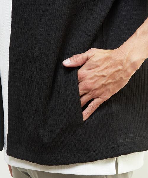 MEN'S MELROSE カーディガン テクスチャーメッシュハーフスリーブ
