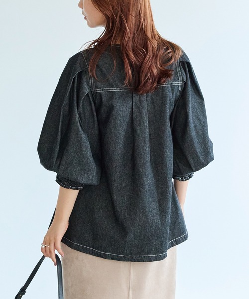 LAVEANGE（ラビアンジェ） フロントファスナーデニムブラウス