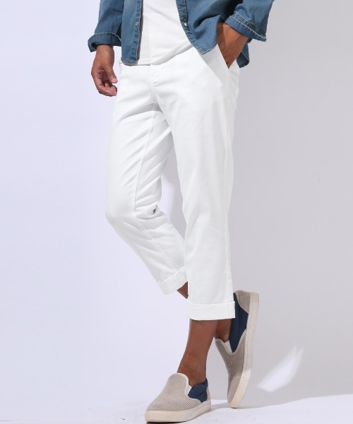 美品 RING JACKET elento ストレッチチノ チノパン RING JACKET 2タック チノパン パンツ シンチバック カーキ 44