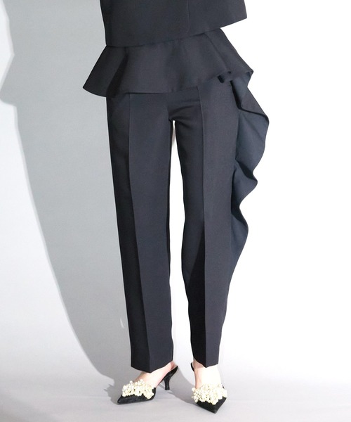 Ranerrh（ラネリ） スラックス パンツ ダブルクロスフリルパンツ「喪服