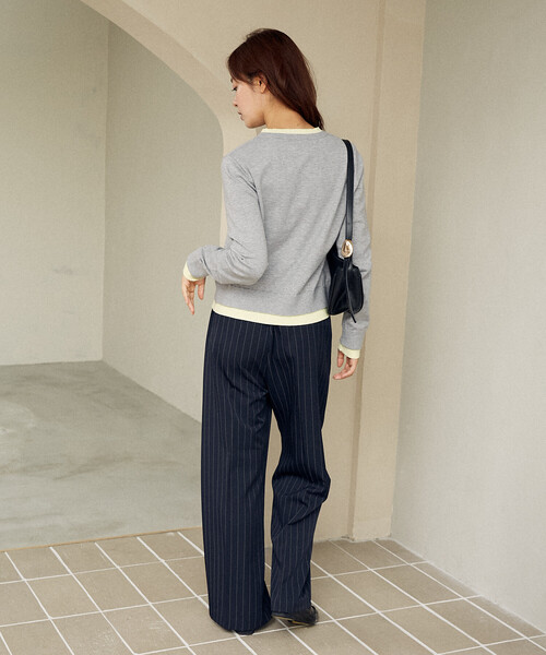 MARY QUANT ロングカーディガン　ブラック　新品未使用タグ付き ☆＜マリークワント＞配色ロング丈カーディガン: カーディガン - 看護