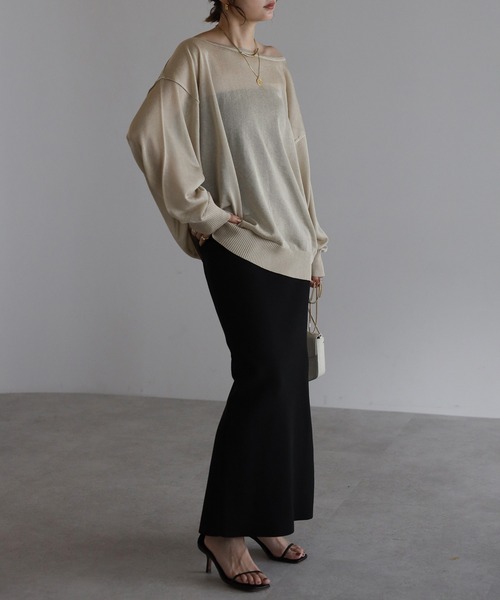 Bonjour Sagan（ボンジュールサガン） tシャツ シアーラメオフショル