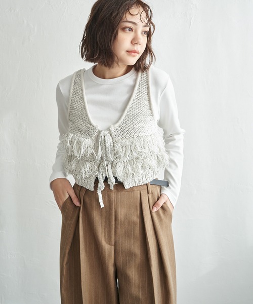 notch. ベスト ジレ 「notch. by yui」ニットフリンジビスチェ