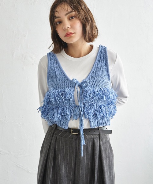 notch. ベスト ジレ 「notch. by yui」ニットフリンジビスチェ