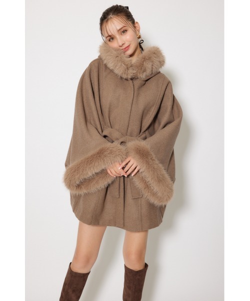 rienda ポンチョ 「2025AW」ウールMIXフードポンチョコート 秋服