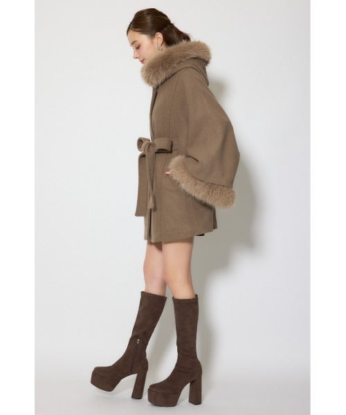 rienda（リエンダ） ポンチョ ウールMIXフードポンチョコート 秋服 冬