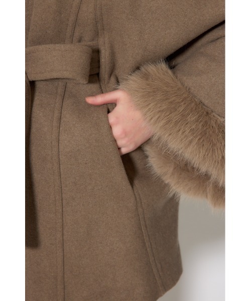 rienda（リエンダ） ポンチョ ウールMIXフードポンチョコート 秋服 冬