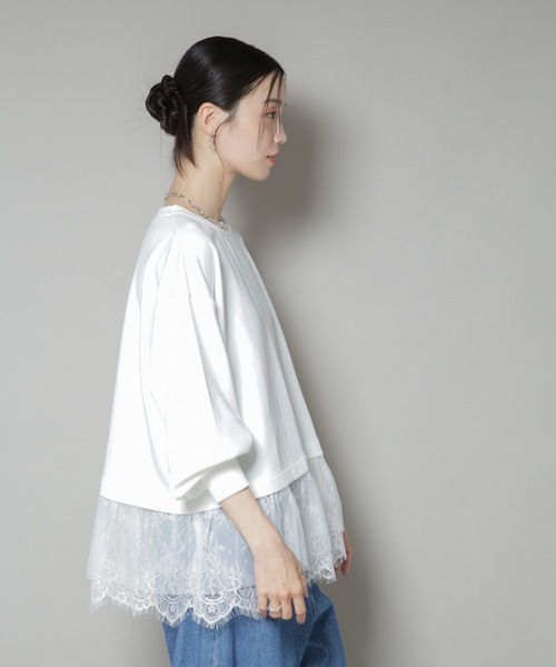 NANO universe（ナノ・ユニバース） tシャツ 裾レースコンビペプラム