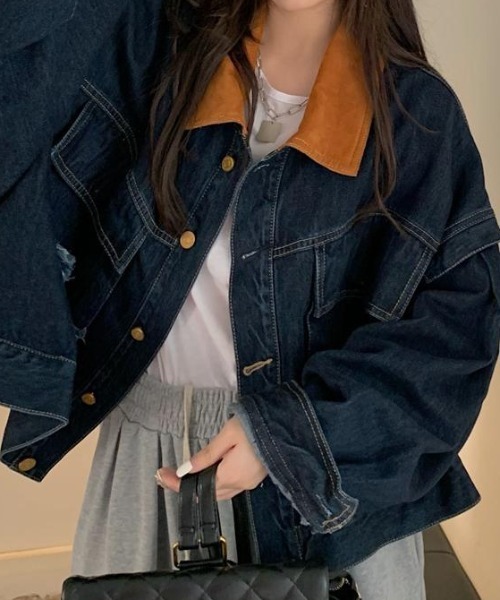 FAVORITO デニムジャケット gジャン 襟配色デニムジャケット