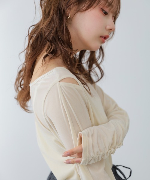 BAB（バブ） tシャツ 前後2WAYシアーベロアトップス レディース