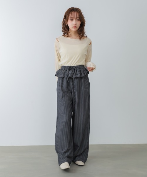 BAB（バブ） tシャツ 前後2WAYシアーベロアトップス レディース