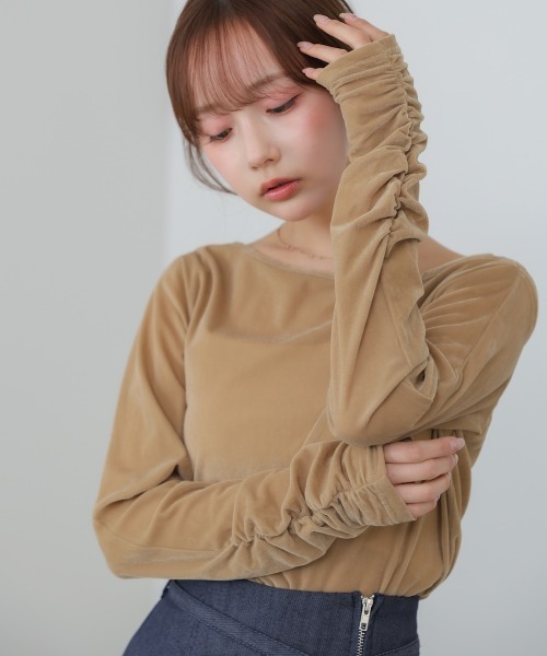 BAB（バブ） tシャツ 前後2WAYシアーベロアトップス レディース