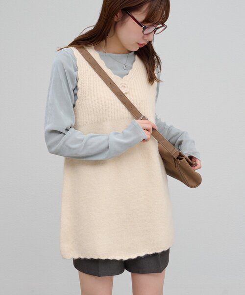 【l'atelierdusavon】25SS 73-01-KN-001-25-1 チュール編みこみ お花のベストノースリーブニット v3b0157.jpg