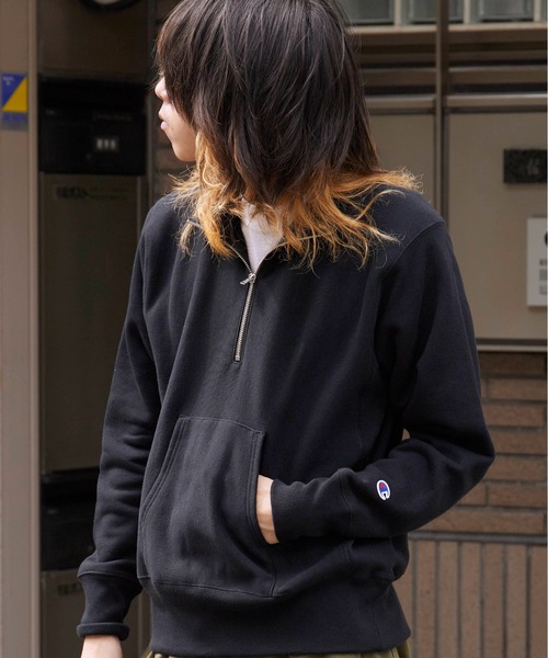 【Champion】リバースウィーブハーフジッププルオーバー　ネイビー 楽天市場】チャンピオン トレーナー ハーフジップ Champion リバース