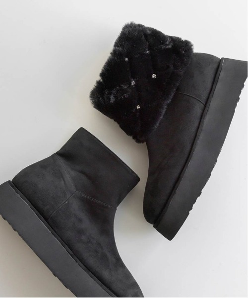 RANDA（ランダ） ブーツ 2WAY ビジュー×キルティングファームートン