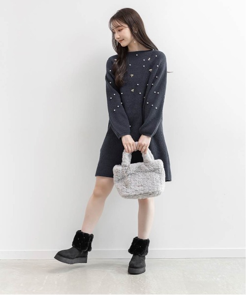 新品★未使用★RANDA★2WAY ビジューxキルティングファームートンブーツ RANDA（ランダ） ブーツ 2WAY ビジュー×キルティングファームートン