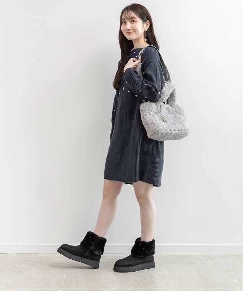 新品★未使用★RANDA★2WAY ビジューxキルティングファームートンブーツ RANDA（ランダ） ブーツ 2WAY ビジュー×キルティングファームートン