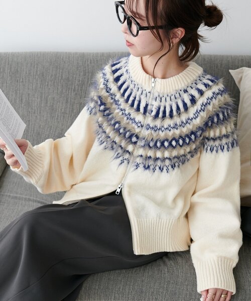 Discoat（ディスコート） カーディガン 求心柄Wジッププルオーバー