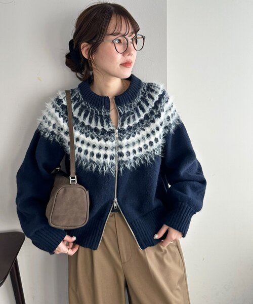 わに52！ Discoat など4点 新色追加!》衿付きWジップ半袖カーディガン（カーディガン/ボレロ