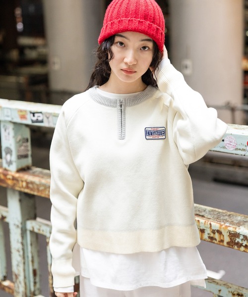 niko and…（ニコアンド） ニット セーター バックロゴZIPニットプル