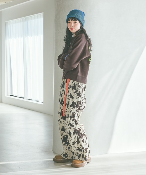 niko and…（ニコアンド） ニット セーター バックロゴZIPニットプル