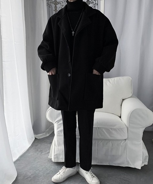 「Auntie Rosa」 チェスターコート X-LARGE ブラック レディース_画像3